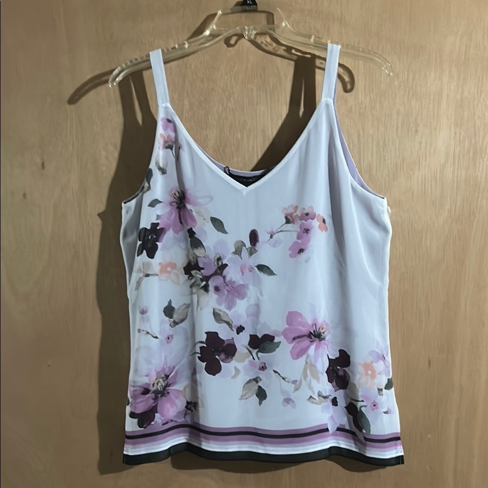 White House Black Market Purple and White Camisole